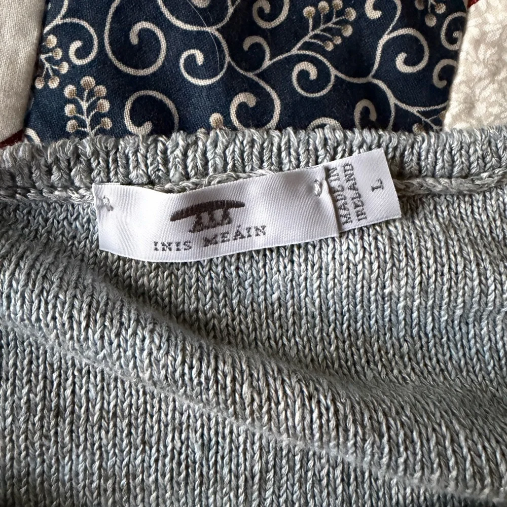 Inis Meain 100% linen Classic Crewneck ombré grey/blue Sweater - Picture 5 of 6